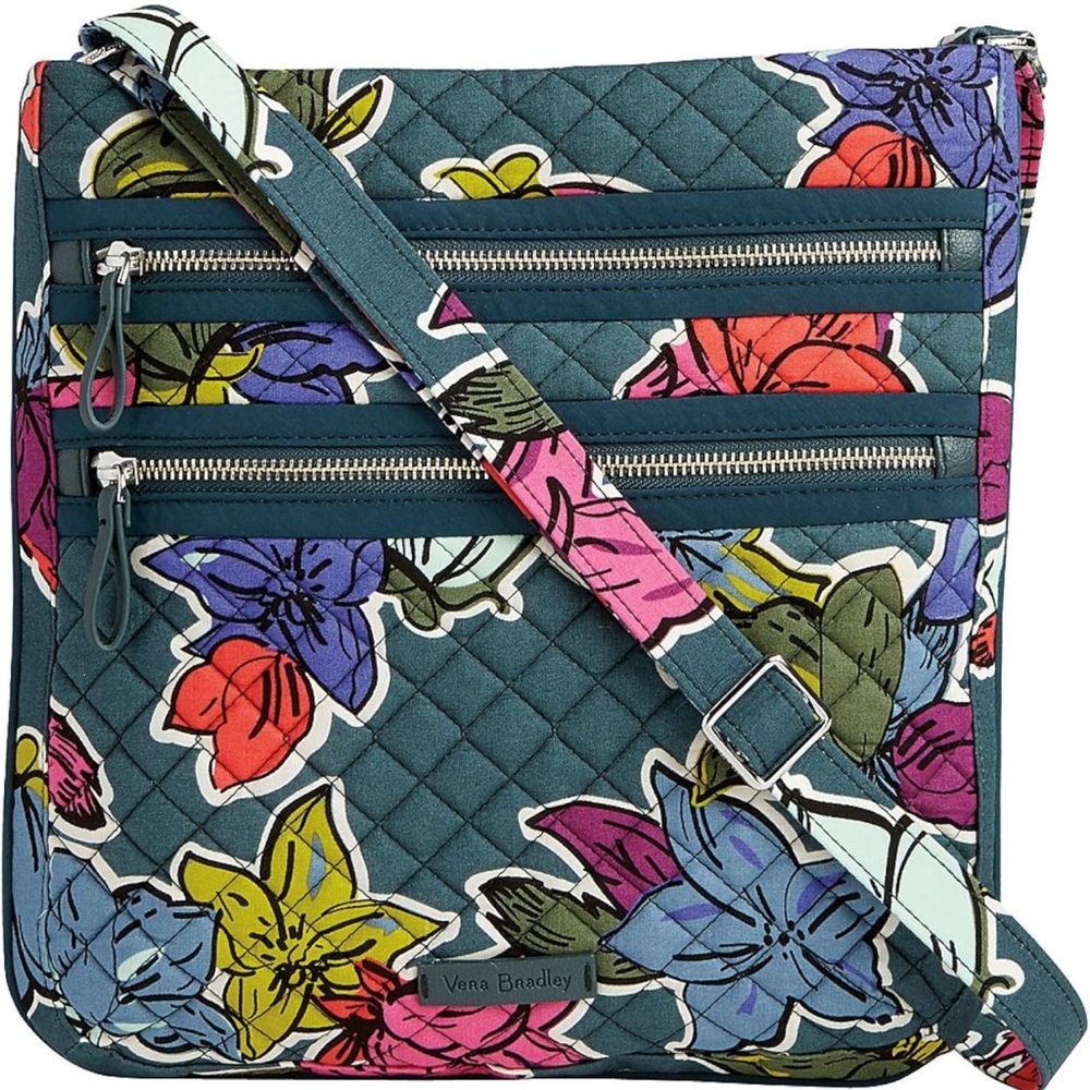 Vera Bradley Triple Zip Hipster Crossbody in Falling Flowers